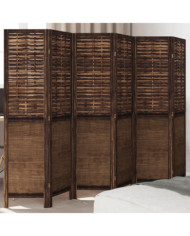 Cloison de séparation 6 panneaux marron foncé paulownia massif | Mobilier & Déco
