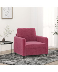 Fauteuil Rouge bordeaux 60 cm Velours | Mobilier & Déco