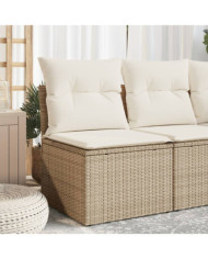 Chaise de jardin sans accoudoirs avec coussins beige poly rotin | Mobilier & Déco