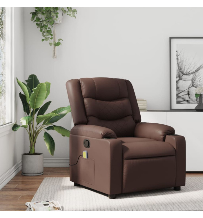 Fauteuil de massage inclinable Marron Similicuir | Mobilier & Déco