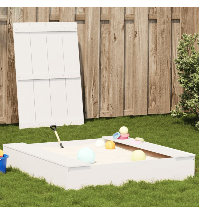 Bac à sable avec couvercle blanc bois massif de pin | Mobilier & Déco