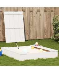 Bac à sable avec couvercle blanc bois massif de pin | Mobilier & Déco