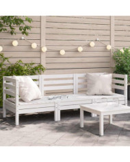 Canapé de jardin 3 places blanc bois de pin massif | Mobilier & Déco