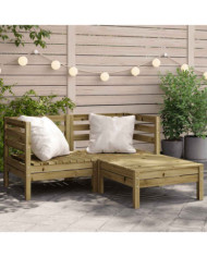 Canapé de jardin 2 places avec repose-pieds bois pin imprégné | Mobilier & Déco