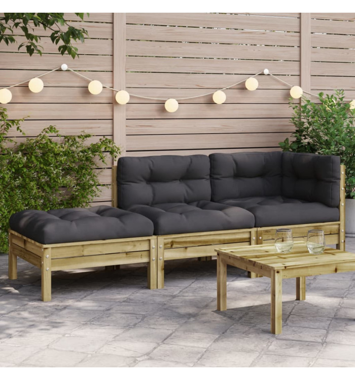 Canapé de jardin avec coussins et repose-pied 2 places | Mobilier & Déco