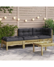 Canapé de jardin avec coussins et repose-pied 2 places | Mobilier & Déco