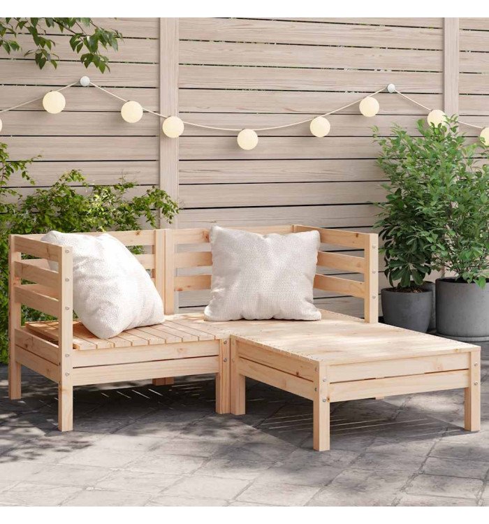 Canapé de jardin 2 places et repose-pied bois pin massif | Mobilier & Déco