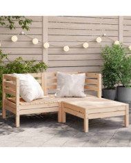 Canapé de jardin 2 places et repose-pied bois pin massif | Mobilier & Déco