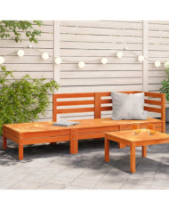 Canapé de jardin 3 places cire marron bois de pin massif | Mobilier & Déco