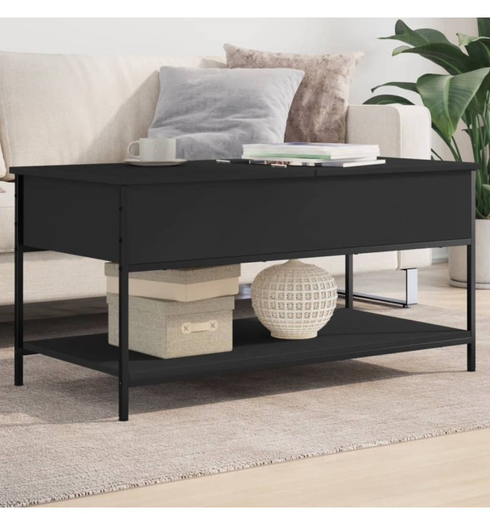 Table basse noir 100x50x50 cm bois d'ingénierie et métal | Mobilier & Déco