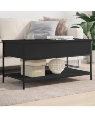 Table basse noir 100x50x50 cm bois d'ingénierie et métal | Mobilier & Déco