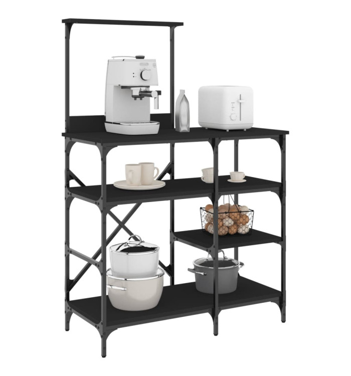 Support de boulanger noir 90x40x132 cm bois ingénierie et métal | Mobilier & Déco