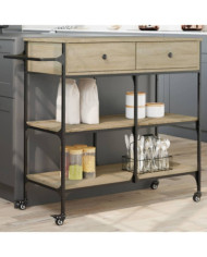 Chariot de cuisine chêne sonoma 105x42x95 cm bois d'ingénierie | Mobilier & Déco