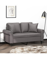 Canapé 2 places avec oreillers gris 120 cm similicuir | Mobilier & Déco