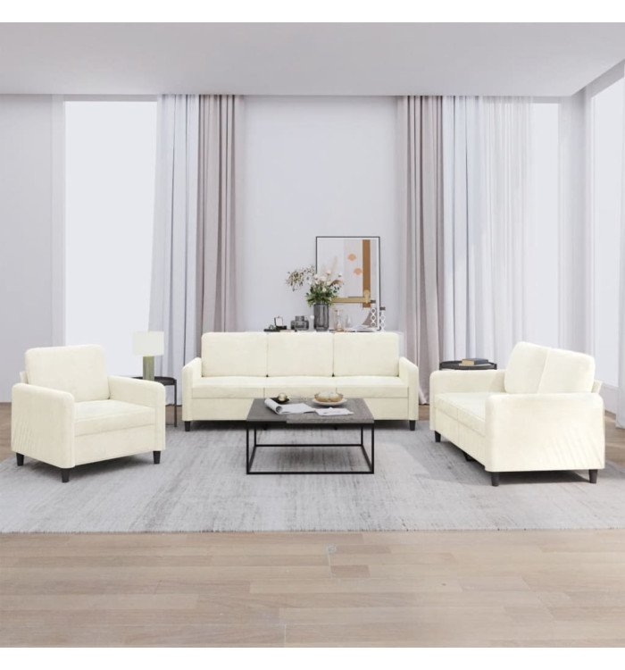 Ensemble de canapés 3 pcs crème velours | Mobilier & Déco