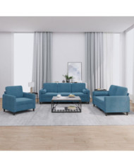 Ensemble de canapés 3 pcs avec coussins bleu velours | Mobilier & Déco