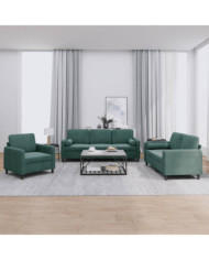 Ensemble de canapés 3 pcs avec coussins vert foncé velours | Mobilier & Déco