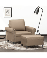 Fauteuil avec repose-pied Cappuccino 60 cm Similicuir | Mobilier & Déco