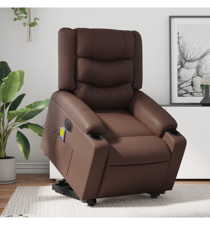 Fauteuil inclinable de massage électrique marron similicuir | Mobilier & Déco