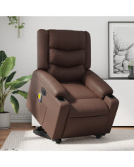 Fauteuil inclinable de massage électrique marron similicuir | Mobilier & Déco
