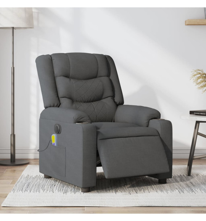 Fauteuil inclinable de massage électrique gris foncé tissu | Mobilier & Déco