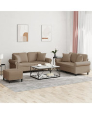 Ensemble de canapés 3 pcs avec coussins cappuccino similicuir | Mobilier & Déco