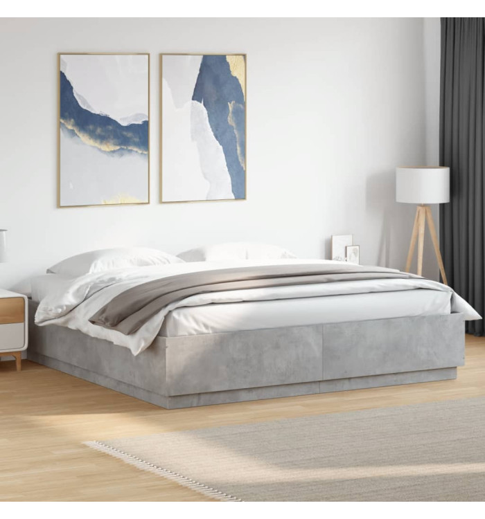 Cadre de lit avec LED sans matelas gris béton 180x200 cm | Mobilier & Déco