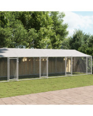 Cage pour chien avec toit/portes gris 10x2x2 m acier galvanisé | Mobilier & Déco