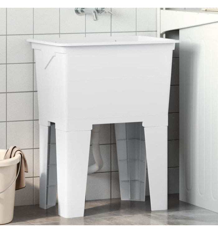 Bac à linge blanc 59x41x75 cm résine | Mobilier & Déco