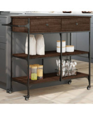 Chariot de cuisine chêne marron 105x42x95 cm bois d'ingénierie | Mobilier & Déco