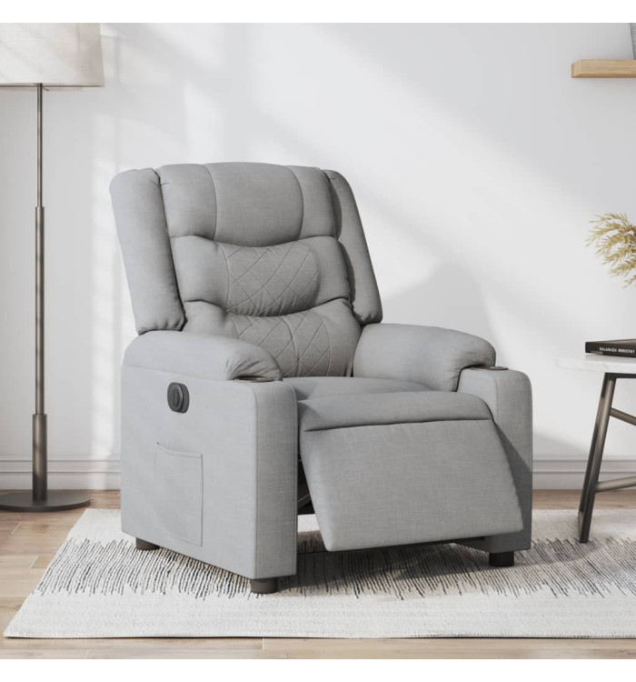 Fauteuil inclinable électrique Gris clair Tissu | Mobilier & Déco