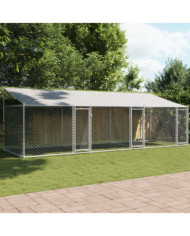Cage pour chien avec toit et portes gris 6x2x2m acier galvanisé | Mobilier & Déco