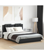 Cadre de lit sans matelas noir 150x200 cm | Mobilier & Déco