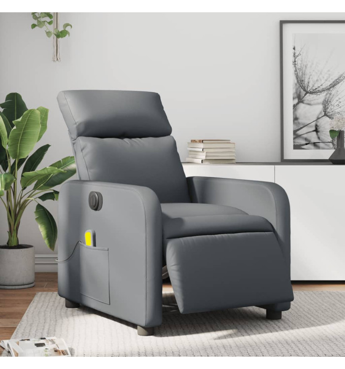 Fauteuil de massage inclinable électrique gris similicuir | Mobilier & Déco