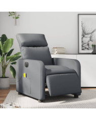 Fauteuil de massage inclinable électrique gris similicuir | Mobilier & Déco