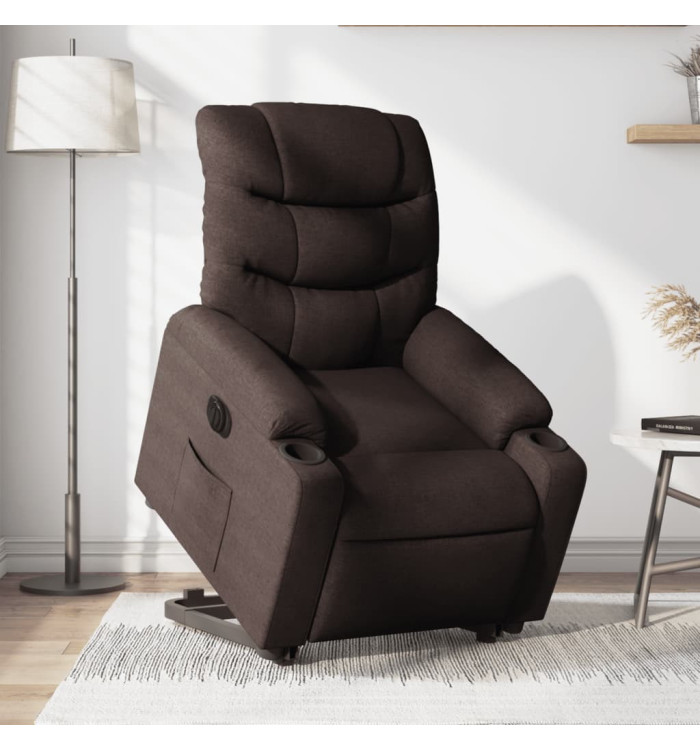 Fauteuil inclinable électrique marron foncé tissu | Mobilier & Déco