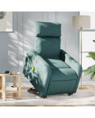 Fauteuil inclinable de massage électrique Vert foncé Tissu | Mobilier & Déco