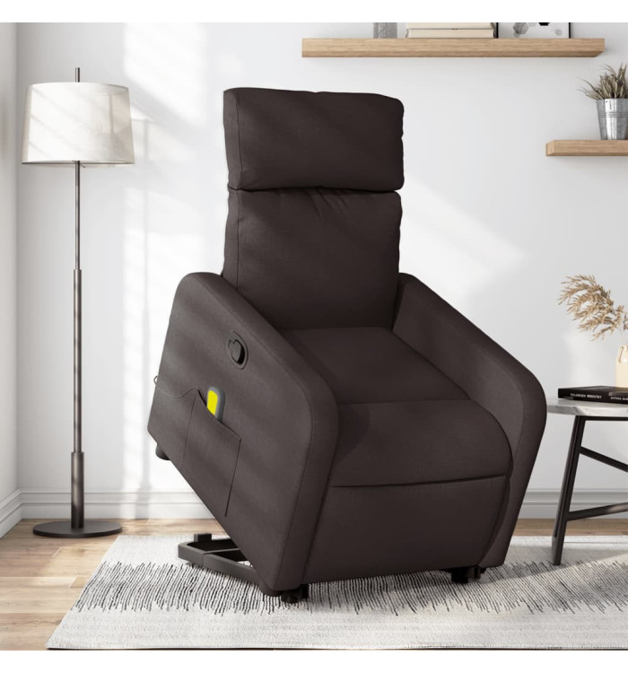 Fauteuil inclinable de massage Marron foncé Tissu | Mobilier & Déco