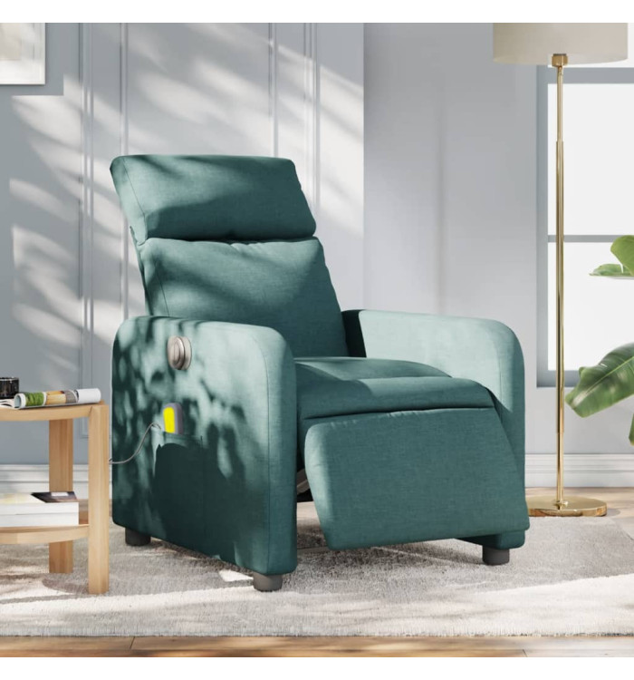 Fauteuil de massage inclinable électrique Vert foncé Tissu | Mobilier & Déco