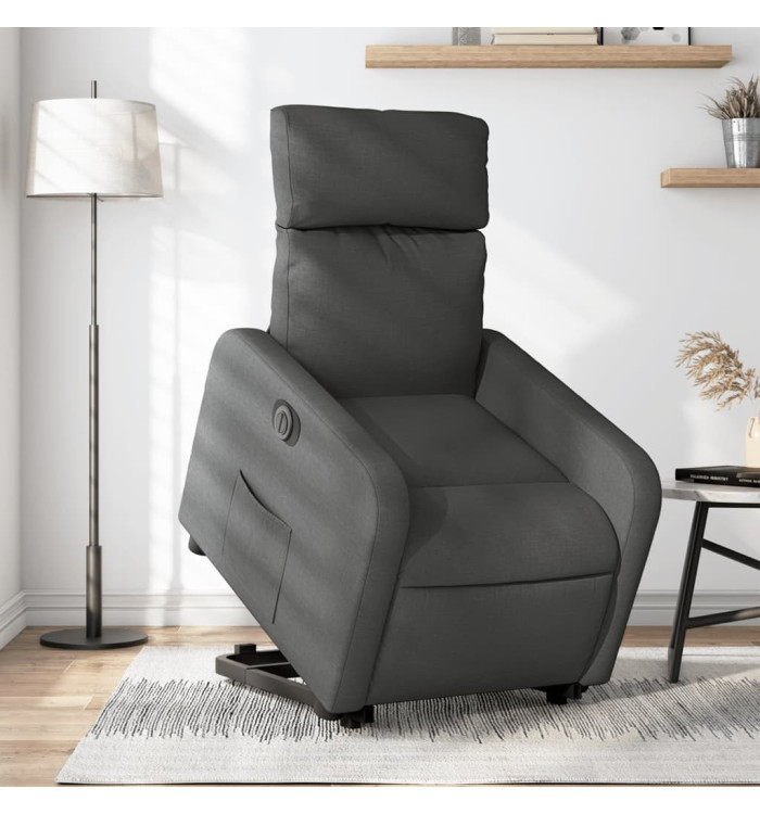Fauteuil inclinable électrique gris foncé tissu | Mobilier & Déco