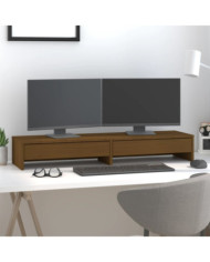 Support de moniteur Marron miel 100x27x15 cm Bois de pin solide | Mobilier & Déco
