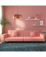 Canapé-lit à 2 places avec deux oreillers Rose Velours | Mobilier & Déco