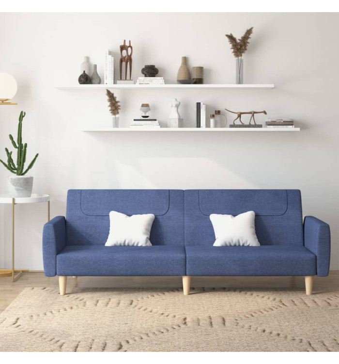 Canapé-lit à 2 places bleu tissu | Mobilier & Déco