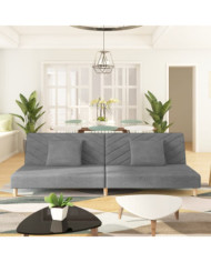 Canapé-lit à 2 places avec deux oreillers gris clair tissu | Mobilier & Déco
