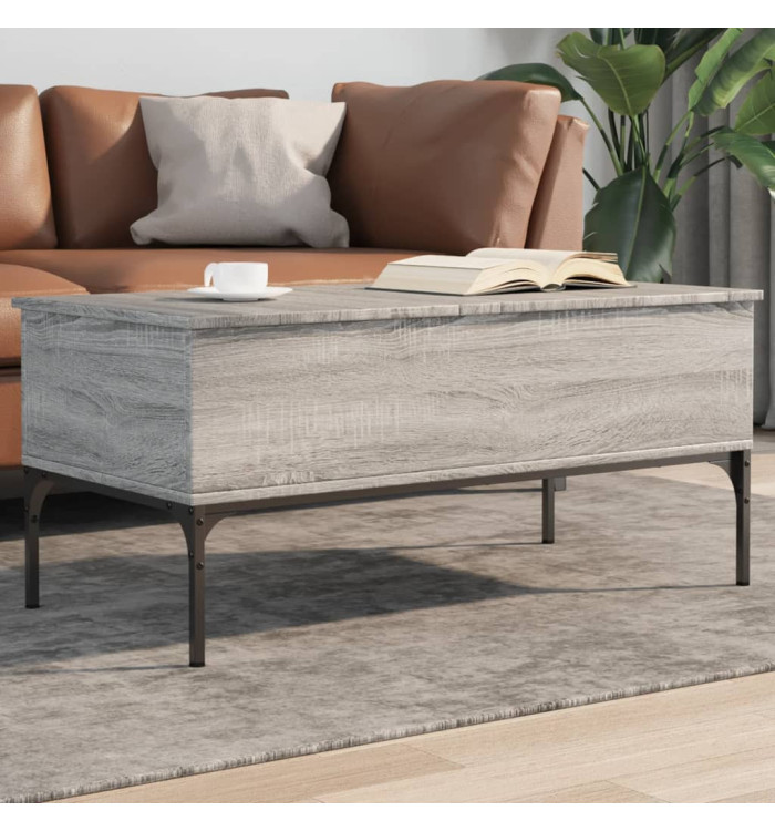 Table basse sonoma gris 100x50x45 cm bois d'ingénierie et métal | Mobilier & Déco