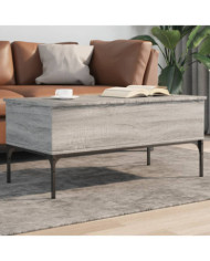 Table basse sonoma gris 100x50x45 cm bois d'ingénierie et métal | Mobilier & Déco