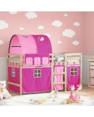 Lit mezzanine enfants avec tunnel sans matelas rose 90x200 cm | Mobilier & Déco