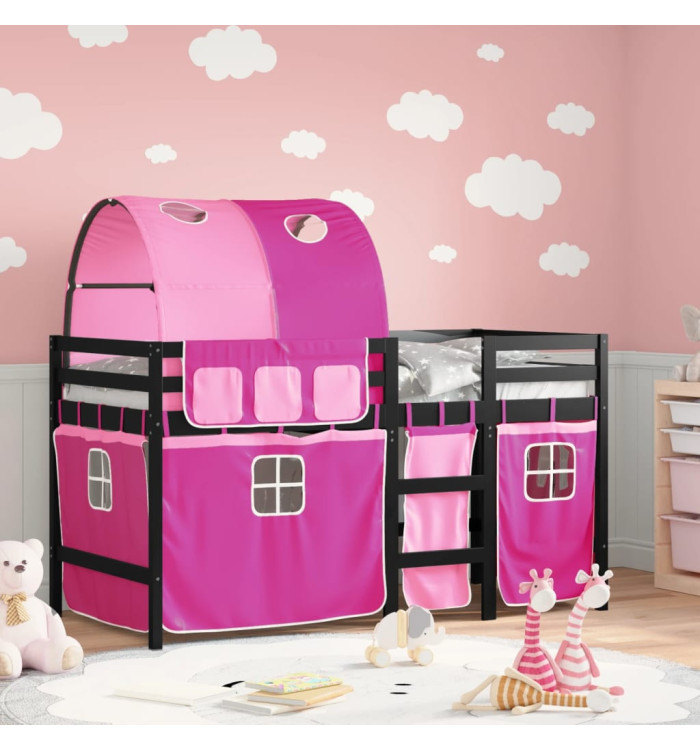 Lit mezzanine enfants avec tunnel sans matelas rose 90x200 cm | Mobilier & Déco
