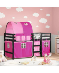 Lit mezzanine enfants avec tunnel sans matelas rose 90x200 cm | Mobilier & Déco