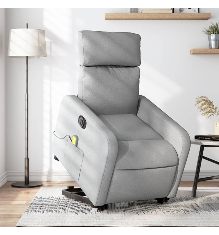 Fauteuil inclinable de massage électrique Gris clair Tissu | Mobilier & Déco